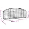 vidaXL Gabione mit Hochbogen 200x50x60/80 cm Verzinktes Produktbild-Vorschau 7