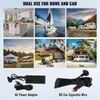 Collage of different scenarios where a portable refrigerator can be used, along with images of its accessories. Produktbild-Vorschau