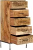 A tall, narrow chest of drawers made of solid mango wood with metal legs. Náhled obrázku produktu