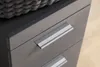 Close-up view of a gray cabinet with drawer handles. Produktbild-Vorschau