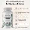A product shot of a supplement bottle with accompanying marketing text and icons. Produktbild-Vorschau