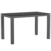 A product shot of a gray outdoor dining table with a black glass top, isolated on a white background. Produktbild-Vorschau