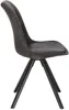 A side view of a single gray dining chair with black legs against a white background. Produktbild-Vorschau