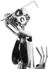A metallic figurine of a golfer in mid-swing, made from nuts, bolts, and other hardware. Produktbild-Vorschau