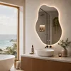 Relaxdays Badspiegel Welle, 80x52 cm, dimbare LED-spiegel, Productafbeelding-voorbeeld 3