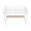 A white metal loft bed with a desk underneath, shown against a white background. Produktbild-Vorschau