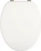 A top-down view of a closed white toilet seat. Produktbild-Vorschau