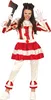 A woman in a clown costume holding an axe. Produktbild-Vorschau