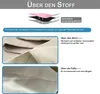 Diagrams and close-ups illustrating fabric layers, stitching, and folds of a curtain. Produktbild-Vorschau