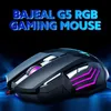 A gaming mouse with RGB lighting against a dark, blue-lit background. Produktbild-Vorschau