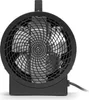 A close-up, front-facing view of a black electric fan with a protective grill. Produktbild-Vorschau
