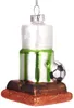 A glass Christmas ornament shaped like a s'more with a soccer ball. Podgląd zdjęcia produktu