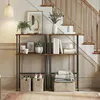 Console tafel met 2 niveaus, smal, vintage bruin en zwart, Productafbeelding-voorbeeld 5