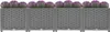 A row of four identical planters filled with purple flowers. Náhled obrázku produktu