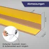 A close-up view of a corner profile with adhesive strips, showing dimensions and a hand cutting tape. Produktbild-Vorschau