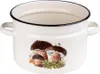 A white enamel pot with a mushroom illustration on it. Produktbild-Vorschau