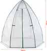 A white greenhouse with green trim, shown from the front. Anteprima dell’immagine prodotto