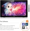 A digital drawing tablet with a stylus, displaying a colorful illustration. Below the tablet, there is text describing free software offers and icons representing those software. Produktbild-Vorschau