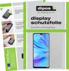 A collage of images showing instructions for applying a screen protector and a product shot of the screen protector on a phone. Produktbild-Vorschau