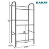A gray metal bottle crate stand with dimensions indicated. Produktbild-Vorschau