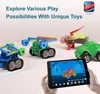 Several colorful toy robots and a tablet displaying a 3D model of a robot. Náhľad obrázku produktu