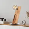 Tischleuchte, Metall, Eukalyptusholz, H 32 cm Produktbild-Vorschau 3