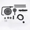 All components of a black shower system are laid out on a white background. Podgląd zdjęcia produktu