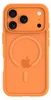 The back of an orange iPhone case with a circular magnetic charging area and the Apple logo embossed in the center. Anteprima dell’immagine prodotto