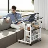 Rolltisch für Bett, Sofa, Rolltisch mit 2 Regalen, Mobiler Produktbild-Vorschau 8