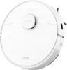 A white robot vacuum cleaner is shown from a top-down diagonal angle on a white background. Produktbild-Vorschau
