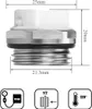 A diagram of a radiator vent valve with dimensions and icons indicating its specifications. Podgląd zdjęcia produktu