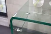 Close-up of a modern glass console table with rounded edges. Produktbild-Vorschau