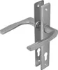 A pair of silver door handles with rectangular escutcheons, shown against a white background. Náhled obrázku produktu