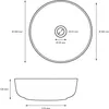 Technical drawing of a round sink with dimensions. Náhled obrázku produktu