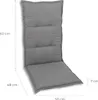 A gray chair cushion with dimensions indicated by text overlays. Produktbild-Vorschau