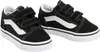 A pair of black Vans Old Skool V sneakers for children, shown from a slightly elevated side angle against a white background. Voir les images du produit