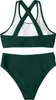 Damen Badeanzug Bikini Zweiteilig Hohe Taille Grün L Produktbild-Vorschau 2