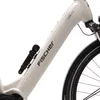 Close-up view of the frame of a white electric bicycle. Produktbild-Vorschau