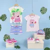 2tlg. Outfit T-Shirt & Shorts Peppa Pig Weiß-Blau 98 cm Produktbild-Vorschau 9