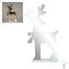 A silver reindeer silhouette with a white base and power cord, set against a white background. A smaller inset image shows a gold reindeer with a colorful scarf. Anteprima dell’immagine prodotto