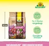 A bag of Neudorff OrchideenErde (Orchid Soil) with marketing information and icons. Produktbild-Vorschau