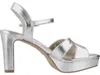 Tamaris Damen Sandalette Gold Silber Metallic Optik Karree Produktbild-Vorschau 4