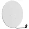 A white satellite dish with a gray arm and black clamp, isolated on a white background. Voir les images du produit