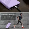 A split image showing a phone case with a charging cable and a man running. Produktbild-Vorschau