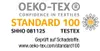 OEKO-TEX STANDARD 100 certification logo with text. Produktbild-Vorschau