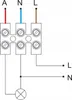 A wiring diagram showing a connection terminal block with wires connected to a light bulb. Anteprima dell’immagine prodotto