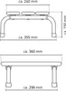 Diagrams showing the dimensions of a bath stool. Produktbild-Vorschau