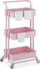 Chariot de service rose Relaxdays, 3 niveaux - une aide Voir les images du produit 10