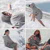 CalmyBEACH Frottee Badeponcho Kinder Bademantel  - Grau 6-9 Produktbild-Vorschau 4