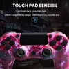 A close-up view of a game controller with a galaxy-like pattern, overlaid with marketing text. Produktbild-Vorschau